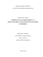 Corporate social respondsibility at frieslandcampina and lessons for vietnamese enterprises