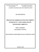 Thông điệp về hôn nhân có yếu tố nước ngoài trên báo mạng điện tử việt nam hiện nay tt tiếng anh