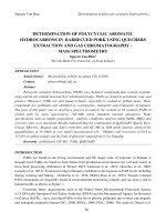 DETERMINATION OF POLYCYCLIC AROMATIC HYDROCARBONSIN BARBECUED PORK USING QUECHERS EXTRACTION AND GAS CHROMATOGRAPHY –MASS SPECTROMETRY NGUYEN VAN PHUC, tạp CHÍ đại học THỦ dầu một, số 1(40),2019,TR 50 59