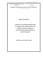 Nghiên cứu hoạt hóa persulfate bằng sắt hóa trị không và UV nhằm tạo ra hệ oxi hóa kép để phân hủy một số thuốc nhuộm họ azo trong môi trường nước