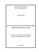 Quản lý nhà nước các cụm công nghiệp trên địa bàn tỉnh lạng sơn 