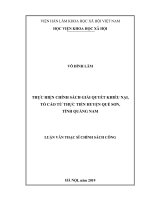 Thực hiện chính sách giải quyết khiếu nại, tố cáo từ thực tiễn huyện Quế Sơn, tỉnh Quảng Nam (Luận văn thạc sĩ)