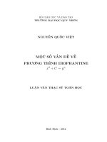 LUẬN văn THẠC sỹ một số vấn đề về PHƯƠNG TRÌNH ĐIOPHANTE