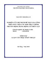 Nghiên cứu độ nhám bề mặt gia công trên máy tiện cnc khi trục chính truyền động bằng động cơ thủy lực