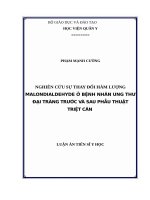 Nghiên cứu sự thay đổi hàm lượng Malondialdehyde ở bệnh nhân ung thư đại tràng trước và sau phẫu thuật triệt căn (FULL TEXT)