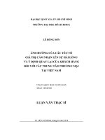 Ảnh hưởng của các yếu tố giá trị cảm nhận lên sự hài lòng và ý định quay lại của khách hàng đối với các trung tâm thương mại tại Việt Nam