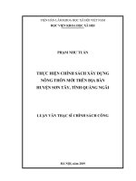 Thực hiện chính sách xây dựng nông thôn mới trên địa bàn huyện Sơn Tây, tỉnh Quảng Ngãi (Luận văn thạc sĩ)