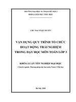 Vận dụng quy trình tổ chức hoạt động trải nghiệm trong dạy học môn toán lớp 3 
