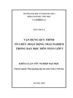 Vận dụng quy trình tổ chức hoạt động trải nghiệm trong dạy học môn toán lớp 5 