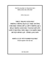 Thực trạng giáo dục phòng chống bạo lực học đường cho học sinh lớp 4, lớp 5 thông qua hoạt động giáo dục ngoài giờ lên lớp ở trường tiểu học i xã kiên mộc   huyện đình lập   tỉnh lạng sơn 