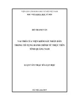 Vai trò của Viện kiểm sát nhân dân trong tố tụng hành chính từ thực tiễn tỉnh Quảng Nam (Luận văn thạc sĩ)