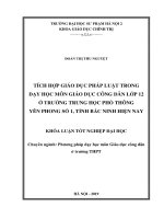 Tích hợp giáo dục pháp luật trong dạy học môn giáo dục công dân lớp 12 ở trường trung học phổ thông yên phong số 1, tỉnh bắc ninh hiện nay 