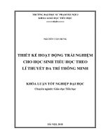 Thiết kế hoạt động trải nghiệm cho học sinh tiểu học theo lí thuyết đa trí thông minh 