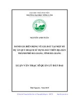 Đánh giá biến động về giá đất tại một số dự án quy hoạch sử dụng đất trên địa bàn thành phố Hà Giang, tỉnh Hà Giang (Luận văn thạc sĩ)