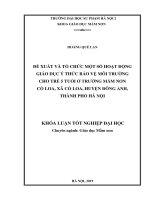 Đề xuất và tổ chức một số hoạt động giáo dục ý thức bảo vệ môi trường cho trẻ mầm non 5 tuổi ở trường mầm non cổ loa, xã cổ loa, huyện đông anh, thành phố hà nội 