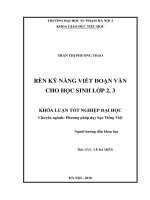 Rèn kỹ năng viết đoạn văn cho học sinh lớp 2, 3 