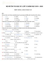 10 đề ôn luyện tiếng anh học kì i lớp 12 