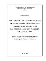Rèn luyện và phát triển kỹ năng vệ sinh cá nhân và dinh dưỡng cho trẻ mầm non 4 5 tuổi tại trường mầm non văn khê  mê linh  hà nội 