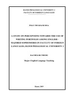 A study on perceptions towards the use of writing portfolio among english – majored sophomores in faculty of foreign languages, hanoi pedagogical university 2 