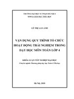 Vận dụng quy trình tổ chức hoạt động trải nghiệm trong dạy học môn toán lớp 4 