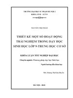 Thiết kế một số hoạt động trải nghiệm trong dạy học sinh học lớp 9   trung học cơ sở 