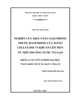 Nghiên cứu khả năng giải phóng thuốc ranitidine của màng cellulose vi khuẩn lên men từ môi trường nước vo gạo 