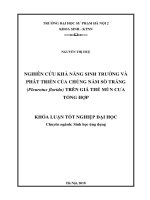Nghiên cứu khả năng sinh trưởng và phát triển của chủng nấm sò trắng (pleurotus florida) trên giá thể mùn cưa tổng hợp 