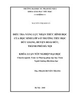 Điều tra năng lực nhận thức hình học của học sinh lớp 4 ở trường tiểu học đức giang, huyện hoài đức, thành phố hà nội 