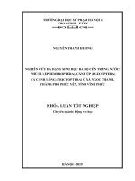Nghiên cứu đa dạng sinh học ba bộ côn trùng nước phù du (ephemeroptera), cánh úp (plecoptera) và cánh lông (trichoptera) ở xã ngọc thanh, thành phố phúc yên, tỉnh vĩnh phúc 