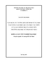 Vận dụng tư tưởng hồ chí minh về tự học vào nâng cao hiệu quả tự học các môn lý luận chính trị của sinh viên trường đại học sư phạm hà nội 2 