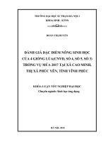 Đánh giá đặc điểm nông sinh học của 4 giống lúa (CNVD, số 4, số 5, số 3) trồng vụ mùa năm 2017 tại xã cao minh, thị xã phúc yên, tỉnh vĩnh phúc 