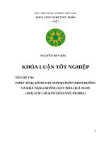 PHÂN TÍCH, ĐÁNH GIÁ THÀNH PHẦN DINH DƯỠNG và KHẢ NĂNG KHÁNG OXY hóa QUẢ XOAY (DIALIUM COCHINCHINENSIS PIERRE) 