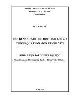 Rèn kỹ năng nói cho học sinh lớp 4, 5 thông qua phân môn kể chuyện 
