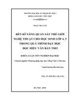 Rèn kĩ năng quan sát thế giới nghệ thuật cho học sinh lớp 4, 5 trong quá trình dạy học đọc hiểu văn bản thơ 