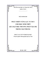 Phát triển năng lực tư duy cho học sinh trung học phổ thông qua dạy học phương pháp tọa độ trong mặt phẳng 