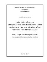 Phát triển năng lực giải quyết vấn đề cho học sinh lớp 11 thông qua việc giải bài tập chủ đề phương trình lượng giác 