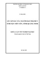 Lễ cấp sắc của người dao thanh y ở huyện tiên yên, tỉnh quảng ninh 