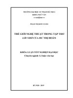 Thế giới nghệ thuật trong tập thơ lối nhỏ của dư thị hoàn 