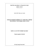 Tính ổn định nghiệm của phương trình tích phân volterra phi tuyến 