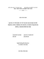 QUẢN lý vốn đầu tư từ NGÂN SÁCH NHÀ nước TRONG CÔNG TRÌNH xây DỰNG cơ bản ở QUẬN hà ĐÔNG, THÀNH PHỐ hà nội 