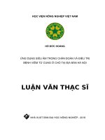 ỨNG DỤNG SIấU âm TRONG CHẨN đoán và điều TRỊ BỆNH VIấM tử CUNG ở CHể tại địa bàn hà nội 