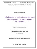 Mô hình điểm số z để nhận diện khả năng phá sản đối với các doanh nghiệp tại việt nam  (luận văn thạc sĩ kinh tế)