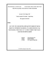 Các yếu tố ảnh hưởng đến quyết định sử dụng dịch vụ internet banking của khách hàng tại ngân hàng thương mại cổ phần đầu tư và phát triển việt nam chi nhánh đồng khởi  (luận văn thạc sĩ kinh tế)