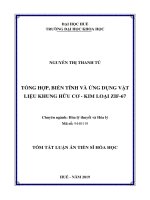 Tổng hợp, biến tính và ứng dụng vật liệu khung hữu cơ   kim loại ZIF 67 (tt)