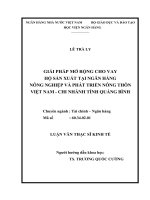 GIẢI PHÁP mở RỘNG CHO VAY hộ sản XUẤT tại NGÂN HÀNG NÔNG NGHIỆP và PHÁT TRIỂN NÔNG THÔN VIỆT NAM   CHI NHÁNH TỈNH QUẢNG BÌNH 