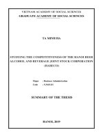 Nghiên cứu năng lực cạnh tranh của tổng công ty bia – rượu – nước giải khát hà nội (HABECO) tt tieng anh