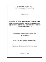GIÁO dục ý THỨC bảo vệ môi TRƯỜNG SINH THÁI CHO NGƯỜI dân THÔNG QUA các HOẠT ĐỘNG CỘNG ĐỒNG của đoàn THANH NIÊN ở THÀNH PHỐ sơn LA 