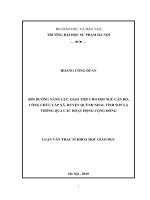 BỒI DƢỠNG NĂNG lực GIAO TIẾP CHO đội NGŨ cán bộ, CÔNG CHỨC cấp xã, HUYỆN QUỲNH NHAI, TỈNH sơn LA THÔNG QUA các HOẠT ĐỘNG CỘNG ĐỒNG 
