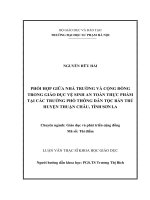 PHỐI hợp GIỮA NHÀ TRƯỜNG và CỘNG ĐỒNG TRONG GIÁO dục vệ SINH AN TOÀN THỰC PHẨM tại các TRƯỜNG PHỔ THÔNG dân tộc bán TRÚ HUYỆN THUẬN CHÂU, TỈNH sơn LA 