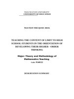Dạy học chủ đề giới hạn cho học sinh ở trường trung học phổ thông theo hướng phát triển tư duy bậc cao  tt tiếng anh 